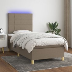 shumee Box spring postel s matrací a LED taupe 90x190 cm textil