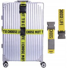 Korbi Dvojitý bezpečnostní pás do kufru, žlutý, nápis