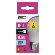 Emos LED žárovka Classic A60 / E27 / 8,5 W (60 W) / 806 lm / studená bílá