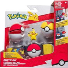 Jazwares Pokémon CLIP N GO Trenerský Pásek + Poké Ball a Level Ball a Pikachu