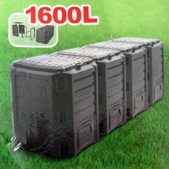 Kaxl Čtyřdílný plastový kompostér 1600l, černý MODULE COMPOGREEN IKSM1600C