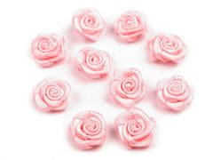 Kraftika 10ks růžová sv. saténová růže 10 mm, saténové k našití