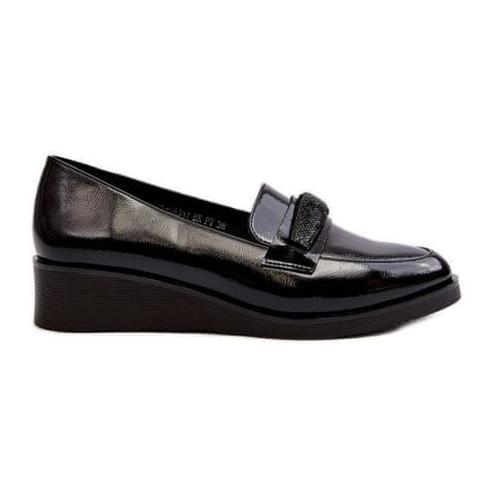 Vinceza Dámské lakované polobotky Loafer Black