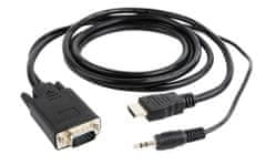 shumee GEMBIRD A-HDMI-VGA-03-6 adaptér (HDMI M - D-Sub (VGA), 3,5 mm stereo jack M; 1,8 m; černá)