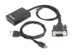 shumee GEMBIRD A-VGA-HDMI-01 adaptér (HDMI F - D-Sub (VGA), 3,5 mm stereo jack, USB 2.0 M; 0,15 m; černá)