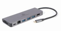 shumee GEMBIRD MULTI ADAPTÉR USB TYP-C 5V1 HUB, HDMI, ČTEČKA KARET, LAN, PD - 100W)