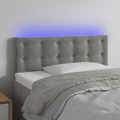 Vidaxl Čelo postele s LED světle šedé 100 x 5 x 78/88 cm samet