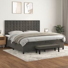 Vidaxl Box spring postel s matrací tmavě šedá 200x200 cm samet