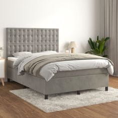 Vidaxl Box spring postel s matrací světle šedá 140x200 cm samet