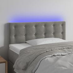 Vidaxl Čelo postele s LED světle šedé 90x5x78/88 cm samet