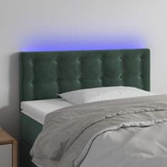 Vidaxl Čelo postele s LED tmavě zelené 80 x 5 x 78/88 cm samet