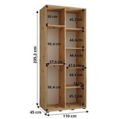 Veneti Šatní skříň ASIRI 11 - 110/45 cm, bílá / zlatá