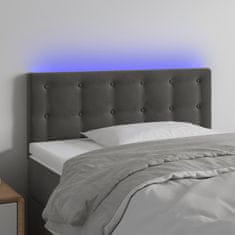 Vidaxl Čelo postele s LED tmavě šedé 100x5x78/88 cm samet