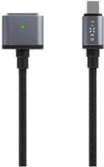 FIXED Nabíjecí opletený kabel s konektory USB-C/MagSafe 3, 2m, 140W, šedý, FIXD-MS3-GR