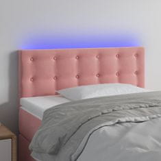 Vidaxl Čelo postele s LED růžové 100x5x78/88 cm samet