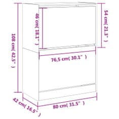 Greatstore Botník se 2 výklopnými zásuvkami černý 80 x 42 x 108 cm