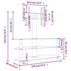 Vidaxl Rohový TV stojan 3patrový pro 32–70 palců černý a stříbrný