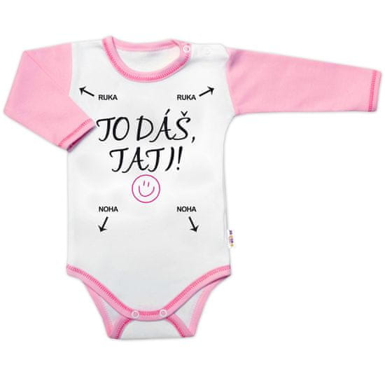 Baby Nellys Vtipné body dlouhý rukáv, To dáš Tati!, vel. 74, holka