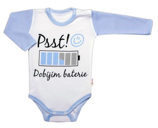 Baby Nellys Vtipné body dlouhý rukáv, Psst! Dobíjím baterie, kluk, vel. 86