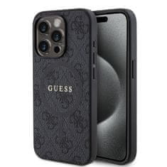 Guess  PU Leather 4G Colored Ring MagSafe Zadní Kryt pro iPhone 15 Pro Black