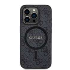 Guess  PU Leather 4G Colored Ring MagSafe Zadní Kryt pro iPhone 15 Pro Black