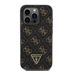 Guess  PU Leather 4G Triangle Metal Logo Zadní Kryt pro iPhone 15 Pro Black