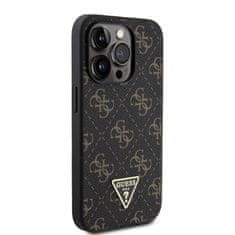 Guess  PU Leather 4G Triangle Metal Logo Zadní Kryt pro iPhone 15 Pro Black