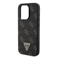 Guess  PU Leather 4G Triangle Metal Logo Zadní Kryt pro iPhone 15 Pro Black