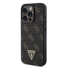 Guess  PU Leather 4G Triangle Metal Logo Zadní Kryt pro iPhone 15 Pro Black