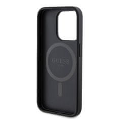 Guess  PU Leather 4G Colored Ring MagSafe Zadní Kryt pro iPhone 15 Pro Black