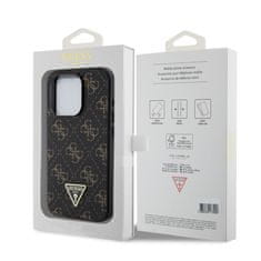 Guess  PU Leather 4G Triangle Metal Logo Zadní Kryt pro iPhone 15 Pro Black