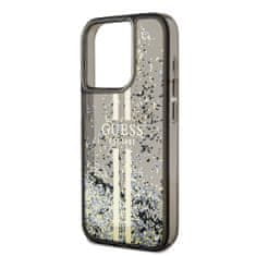 Guess  PC/TPU Liquid Glitter Gold Stripe Zadní Kryt pro iPhone 15 Pro Black