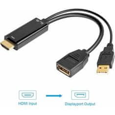 PremiumCord adaptér HDMI to DisplayPort Male/Female s napájením z USB