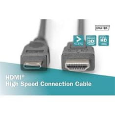 Digitus HDMI 1.3 / 1.2 (C to A) připojovací kabel 2 m, pozl. kontakty, Ultra HD 24p