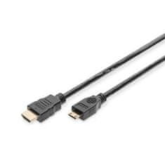 Digitus HDMI 1.3 / 1.2 (C to A) připojovací kabel 2 m, pozl. kontakty, Ultra HD 24p