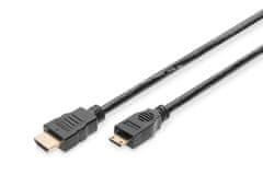 Digitus HDMI 1.3 / 1.2 (C to A) připojovací kabel 2 m, pozl. kontakty, Ultra HD 24p