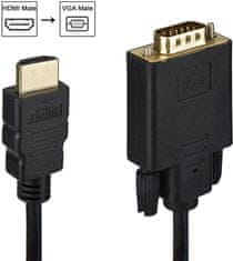 PremiumCord Kabel s HDMI na VGA převodníkem, délka kabelu 2m