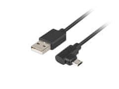 Lanberg micro USB (M) na USB-A (M) 2.0 kabel 1,8m, černý, micro oboustranný samec pravoúhlý levý/pravý