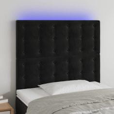 Vidaxl Čelo postele s LED černé 80x5x118/128 cm samet