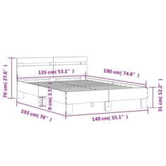 Vidaxl Rám postele s čelem bílý 135 x 190 cm kompozitní dřevo