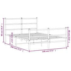 Vidaxl Kovový rám postele s hlavovým a nožním čelem bílý 140 x 190 cm