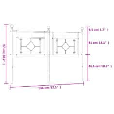 Greatstore Kovové čelo postele bílé 140 cm