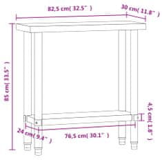 Greatstore Kuchyňský pracovní stůl 82,5 x 30 x 85 cm nerezová ocel