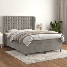 Vidaxl Box spring postel s matrací světle šedá 140x200 cm samet