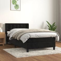 Vidaxl Box spring postel s matrací černá 100x200 cm samet