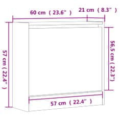 Vidaxl Botník hnědý dub 60 x 21 x 57 cm kompozitní dřevo