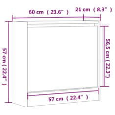 Vidaxl Botník betonově šedý 60 x 21 x 57 cm kompozitní dřevo