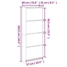 Greatstore Botník hnědý dub 60 x 21 x 163,5 cm kompozitní dřevo