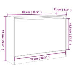 Vidaxl Botník betonově šedý 80 x 21 x 57 cm kompozitní dřevo