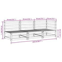 Vidaxl Zahradní pohovka 3místná voskově hnědá masivní borovice